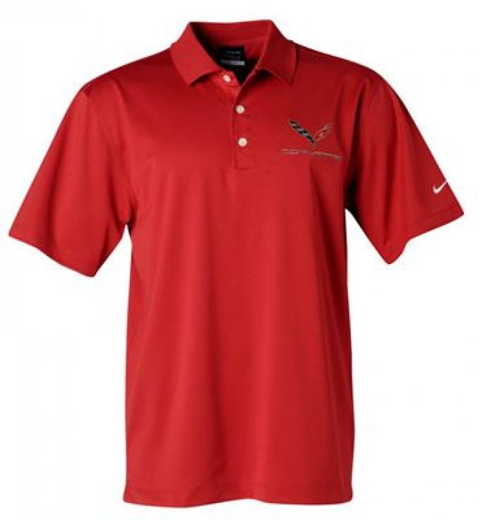 Polo Shirt Red Nike Dri-Fit With C7 Embroidered Logo