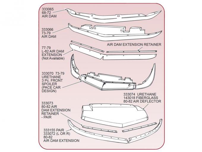 80-82 Front Spoiler Air Deflector Extension - Pair