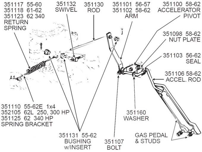 58-62 Accelerator Pedal Pivot Rod