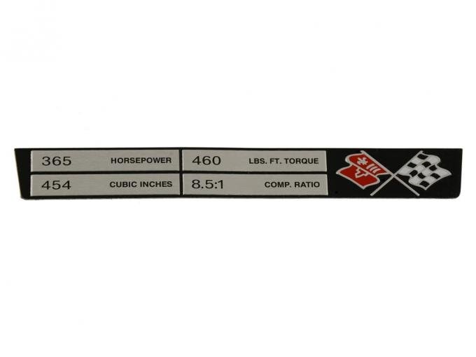 71 Console Engine Data Plate - Ls-5 454 / 365 HP