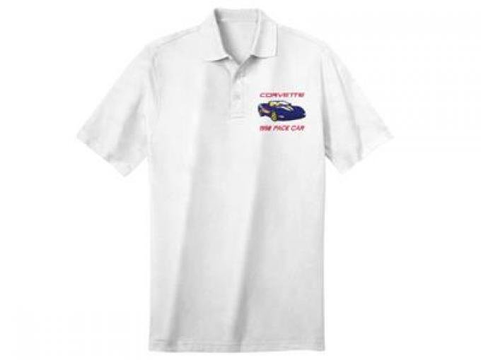 Polo Shirt - Tournament White With C5 1998 Indy 500 Pace Car