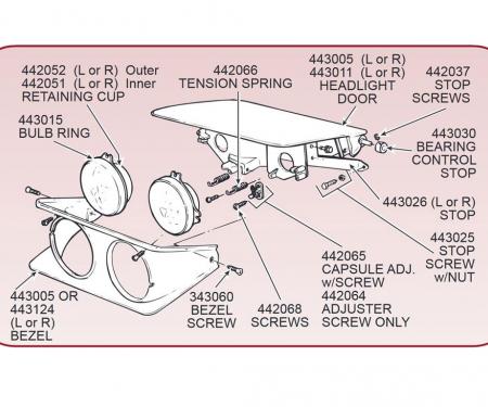70-82 Headlight Door Stop - Left