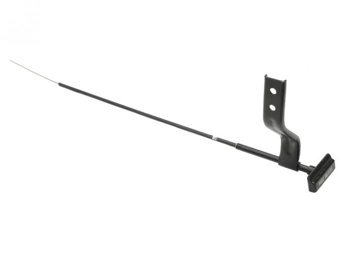 77-79 Hood Release Cable - With Handle And Bracket Cable Casing Black