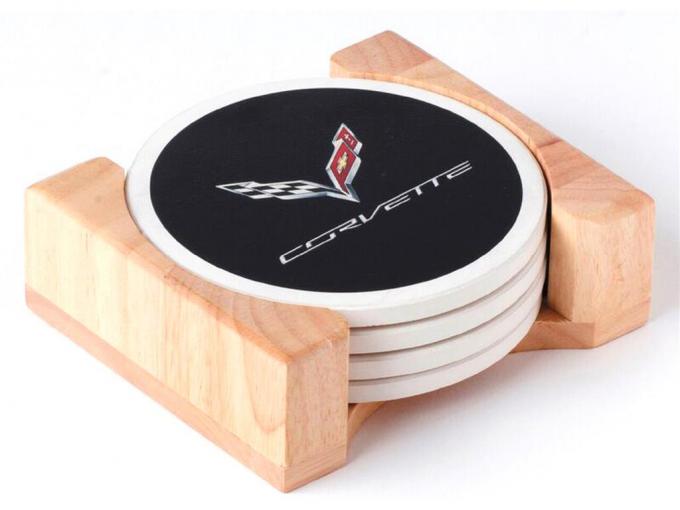 Ceramic Drink Coasters With C7 Emblem Set Of 4