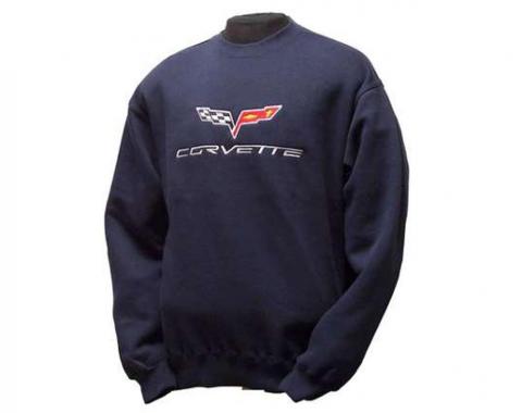 Sweatshirt With C6 Embroidered Emblem Dark Blue