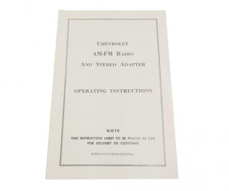 68-76 Radio Operating Instructions - AM/FM Stereo Radio