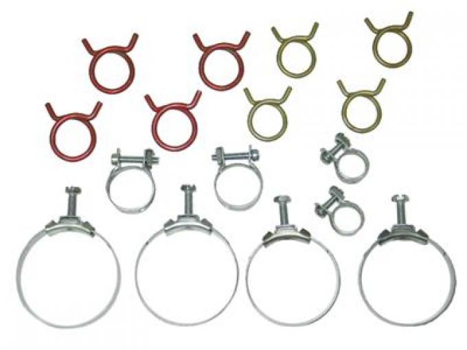 61-67 Hose Clamp Set - 327 Except Air Conditioning - Correct Wittek - 16 Pieces