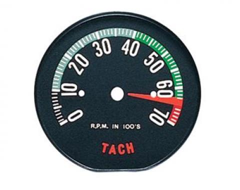 60 6500 Red Tach / Tachometer Face - 1960 Early White Numbers
