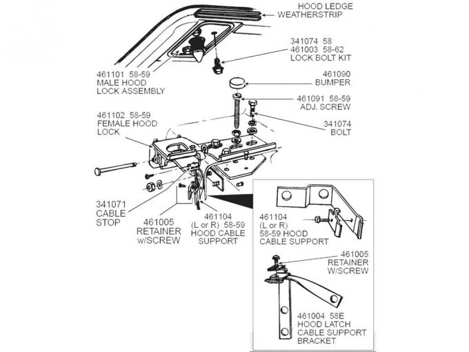 58 Hood Latch Cable Bracket - Support-early