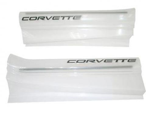 97-04 Door Sill Protection Covers - Clear Acrylic With Black Script
