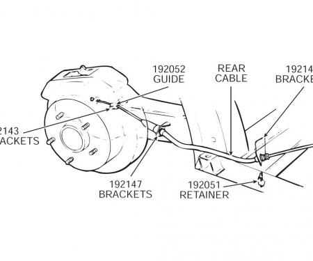 64-68 Parking / Emergency Brake Cable Mount Bracket - Rear To Frame Weld On