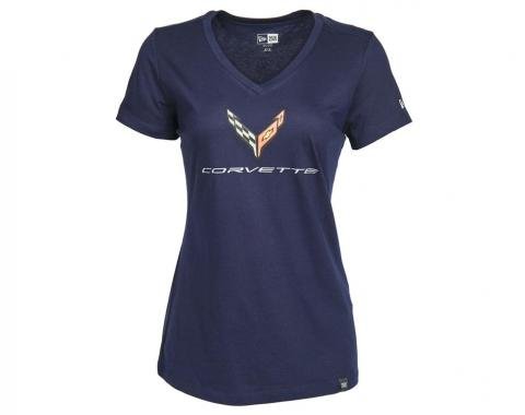 T-Shirt C8 Corvette Ladies Navy