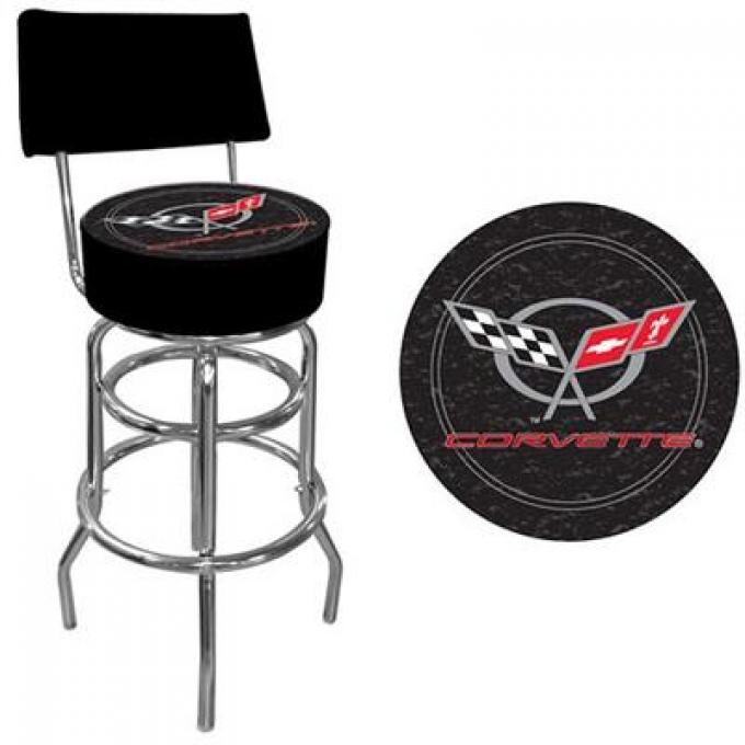 Counter Stool - Black With Back Rest And C5 Logo