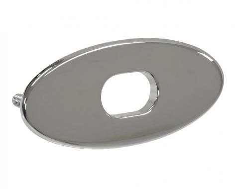 68-75 Rear Chrome Soft Top / Convertible Top Latch Bezel - On Deck Lid
