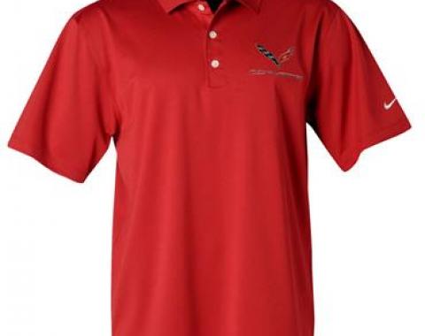 Polo Shirt Red Nike Dri-Fit With C7 Embroidered Logo