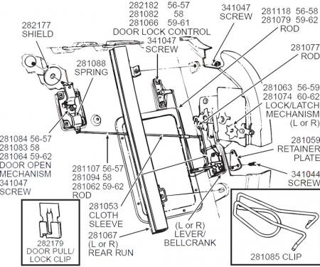 56-62 Rear Door Glass Window Run - Left