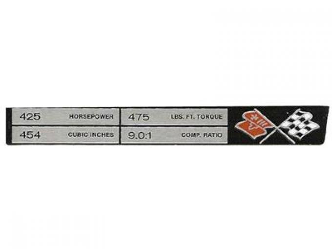 71 Console Engine Data Plate - Ls-6 454 / 425 HP