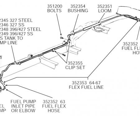 63-67 Fuel Line-fuel Tank Pump Gas Line - With Spiral Armor All 327 (steel)