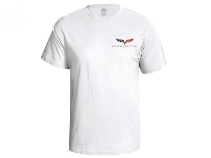 White T-Shirt With C6 Silk Screened Logo