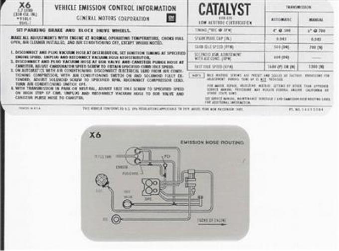 79 Emission Decal - L48 Federal (X6)