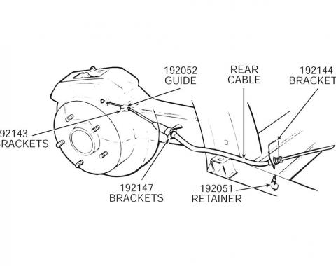 64-68 Parking / Emergency Brake Cable Mount Bracket - Rear To Frame Weld On