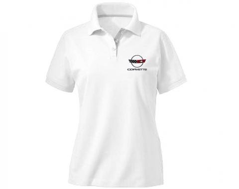 Women's White Fine Pima Pique Polo Shirt with Choice of Emblem