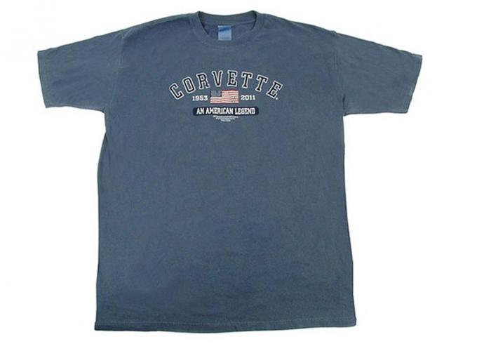 T-Shirt - Blue With Corvette An American Legend