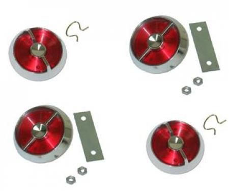 63-64 Door Lock Knob - Reflector On Door Panel - 4 Pieces