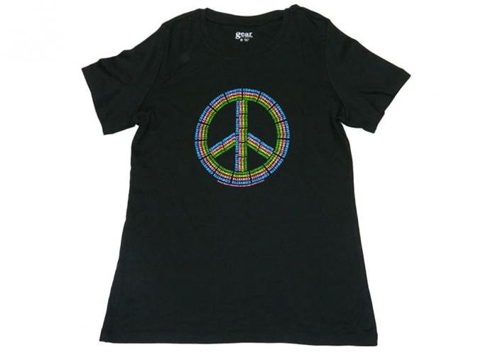 T-Shirt Black Short Sleeve With Peace Sign