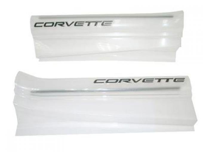 97-04 Door Sill Protection Covers - Clear Acrylic With Black Script