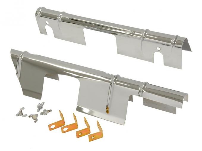 57-61 Ignition Shield Set Lower Pair With Bracket Wingnuts And Washers