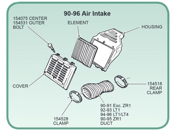 85-93 Rear Air Intake Duct Clamp Except ZR1