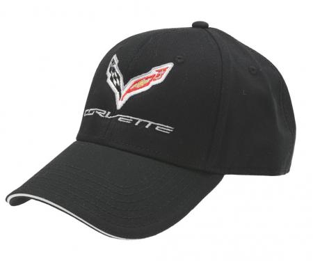 Black C7 Embroidered Logo Low Profile Brushed Cotton Twill Hat