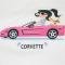 T-Shirt Womens White Short Sleeve With Pink Corvette