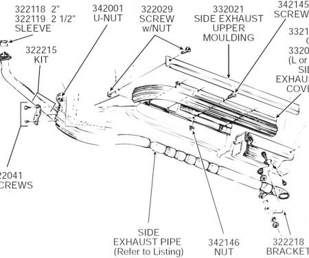 63-67 Side Exhaust Cover Mount Kit - Front