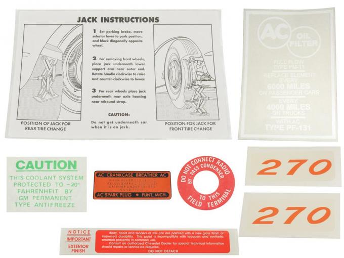 57 Decal Set - 270 Horsepower - 8 Pieces