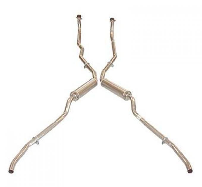56-58 Exhaust System With Round Offroad Muffler - Aluminized 3 Bolt Manifold