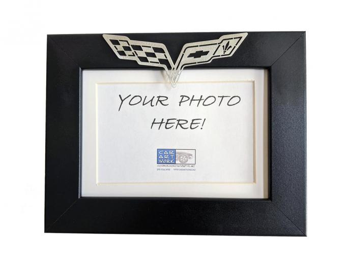 2005-2013 Corvette Car Art Work Blackwood Photo Frame With C6 Crossed Flag