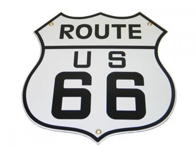 Route 66 Plain 12" Diecut Porcelain Sign