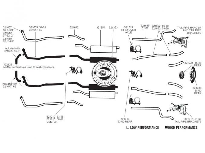 61-62 Exhaust Hanger Kit - Over Axle