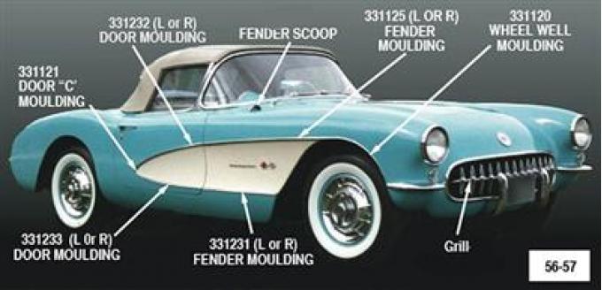 56-57 Side Moulding Set - Complete 12 Pieces