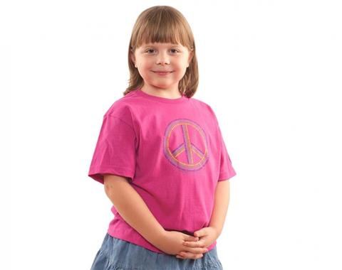 Girls Pink T-Shirt With Peace Sign