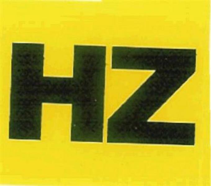 69 Valve Cover Engine Code Decal "HZ" 300 HP Automatic Transmission