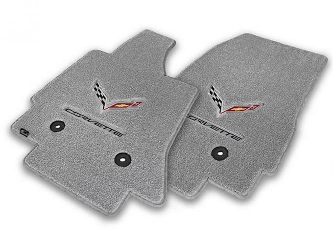 2014-2019 Floor Mat-C7 Cross Flag Emblem & Black Corvette Script - Lloyd Design