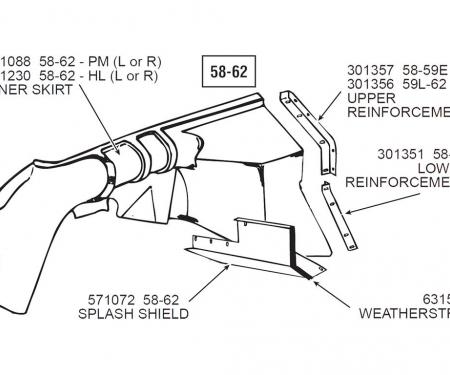 53-62 Splash Shields Weatherstrips