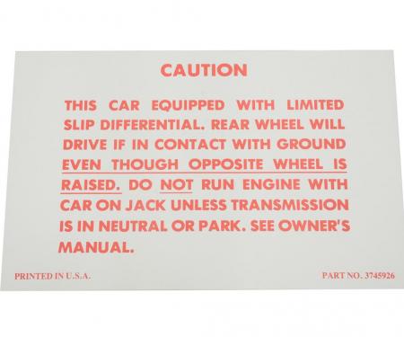 57-58 Decal - Positraction Caution All With Positraction