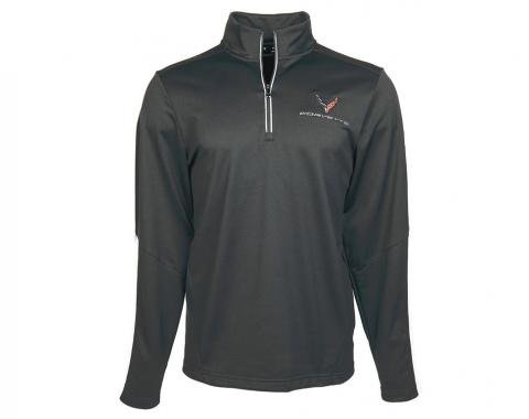 Men's C8 Corvette Under Armour Qualifier Quarter Zip Black Jacket