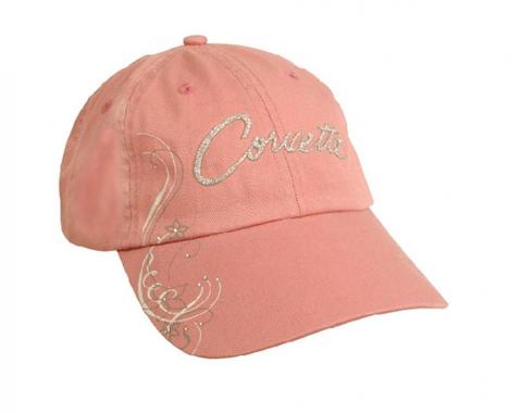 Ladies Pink Corvette Sparkle Script Hat