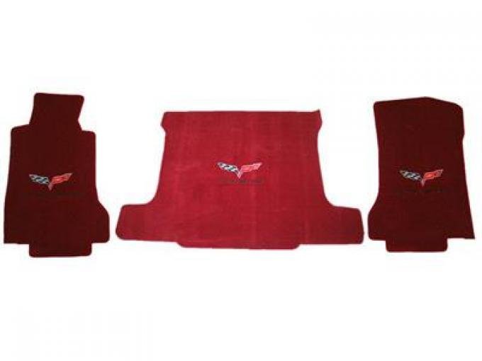 2005-2007E Floor And Cargo Mat Set Coupe C6 Flag & Black Script Lloyd Design