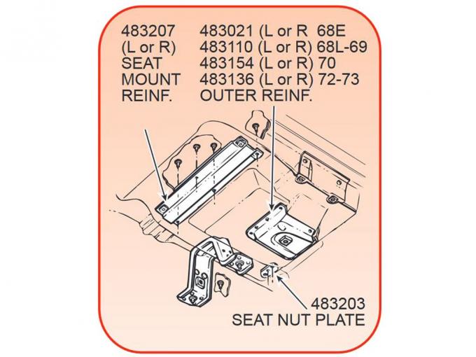 68 Seat Belt Reinforcement U-body - 1968 Early Left Outer